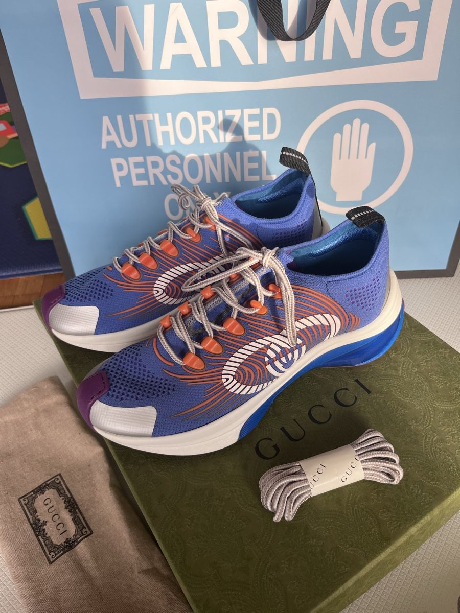 Gucci Scarpe da uomo: Gucci Monogram Sneakers Blue Orange – Nuovo e nell'imballaggio originale da Zürich venduto da Lifestyle1 1