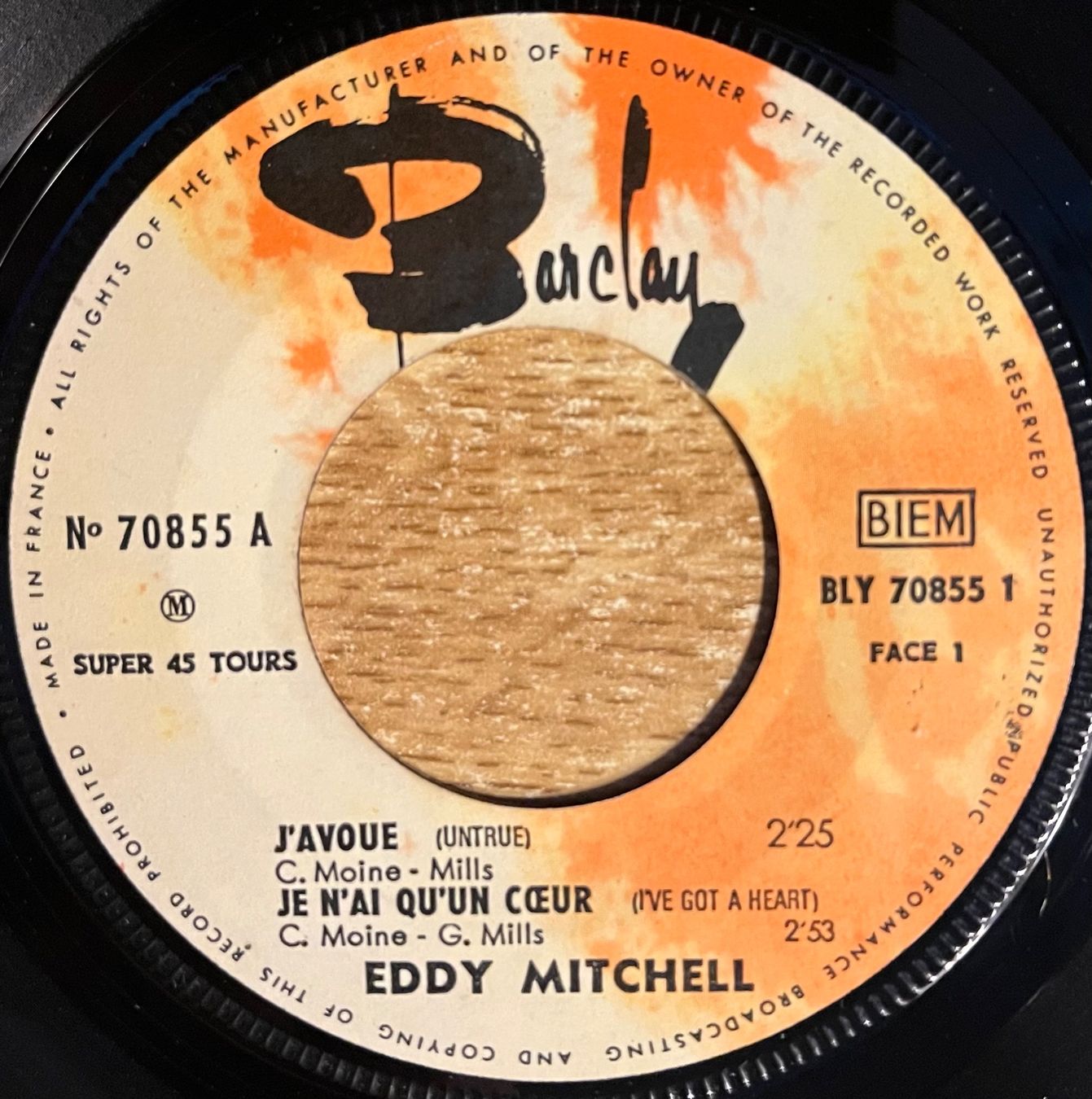 Dischi in vinile: EDDY MITCHELL - RIEN QU'UN SEUL MOT – Usato da Bussigny venduto da vinyl-pas-cher 3