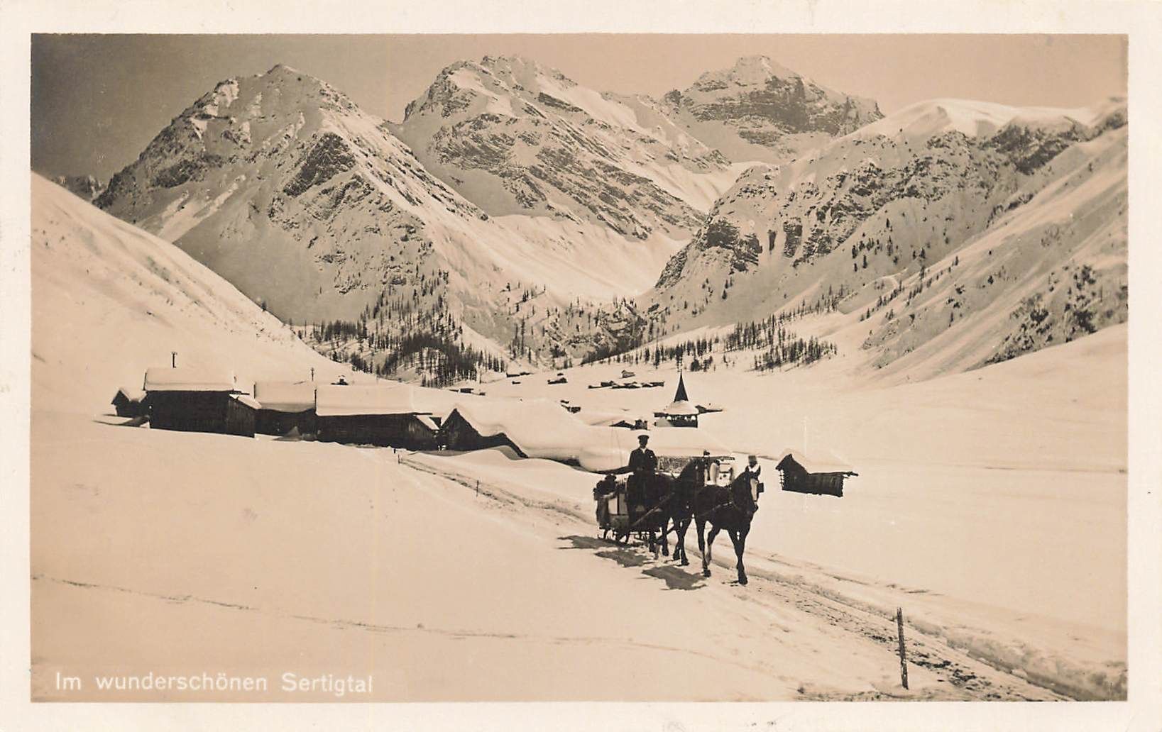 Cartoline postali: Davos GR Sertigtal Winterlandschaft Pferdekutsche – Usato da Biasca venduto da Blenio71