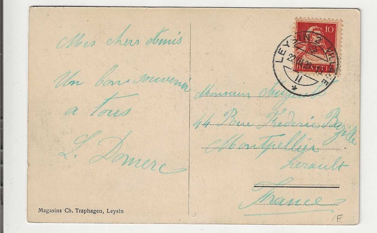 Cartoline postali: Leysin, 1920 – Usato da Spiez venduto da Niesen20 1