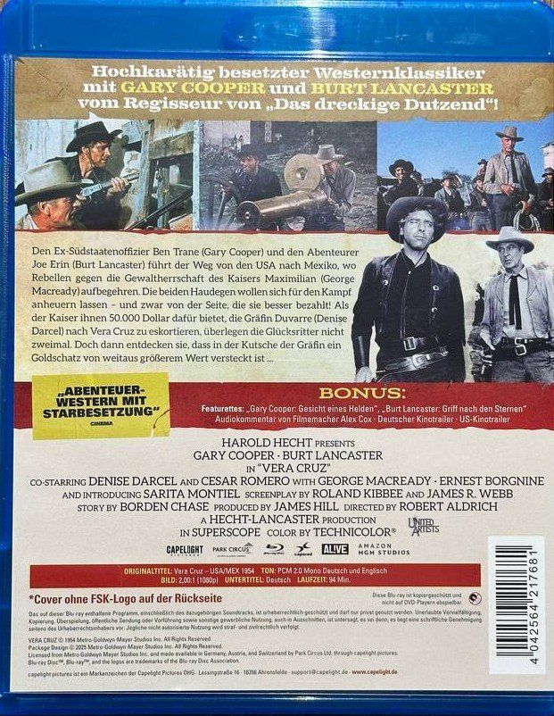 Tutti i DVDs: Vera Cruz - Blu-Ray mit Gary Cooper & Burt Lancaster – Usato da Beringen venduto da Mantafisch1 1