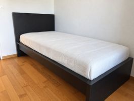 Bettgestell Einzelbett dunkelbraun Holzoptik 90x200 cm