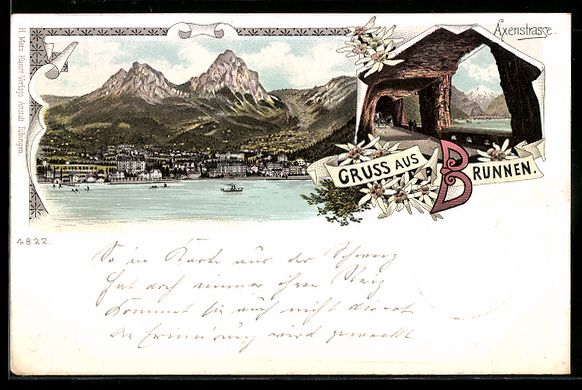Cartes postales: Litho Brunnen, Seepanorama und Axenstras – D'occasion à Berlin par bartko-reher
