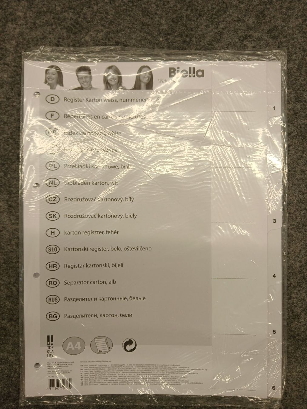 Biella Raccoglitori: Biella 6er Register A4 Karton weiss Neu – Nuovo e nell'imballaggio originale da Weisslingen venduto da Brillianto