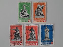 Znr. B3-B6 mit hellrote B5c, 1940, alle sauber gestempelt