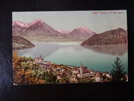 Alte Ansichtskarte Vitznau mit Rigi-Bahn, 1909