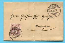Faltbrief von Interlaken nach Unterseen 1890