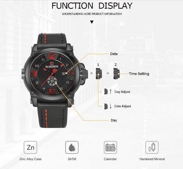 Uhren: NAVIFORCE Vecra Quartz Hardlex Uhr schwarz - Montre noir – Neu und originalverpackt aus Lausanne von WATCH-WORLD 2