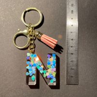 NEU: Schlüsselanhänger Buchstabe N rainbow glitzer keychain