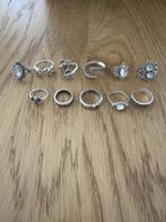 Ring Set 11-teilig silberfarben diverse Motive neu