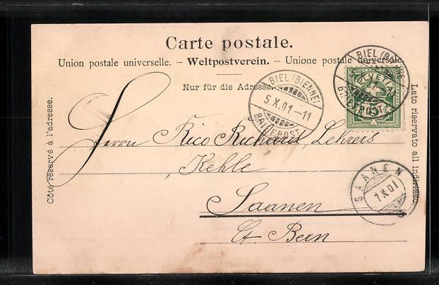 Cartoline postali: Bienne, Vue générale, Ort aus der Voge – Usato da Berlin venduto da bartko-reher 1