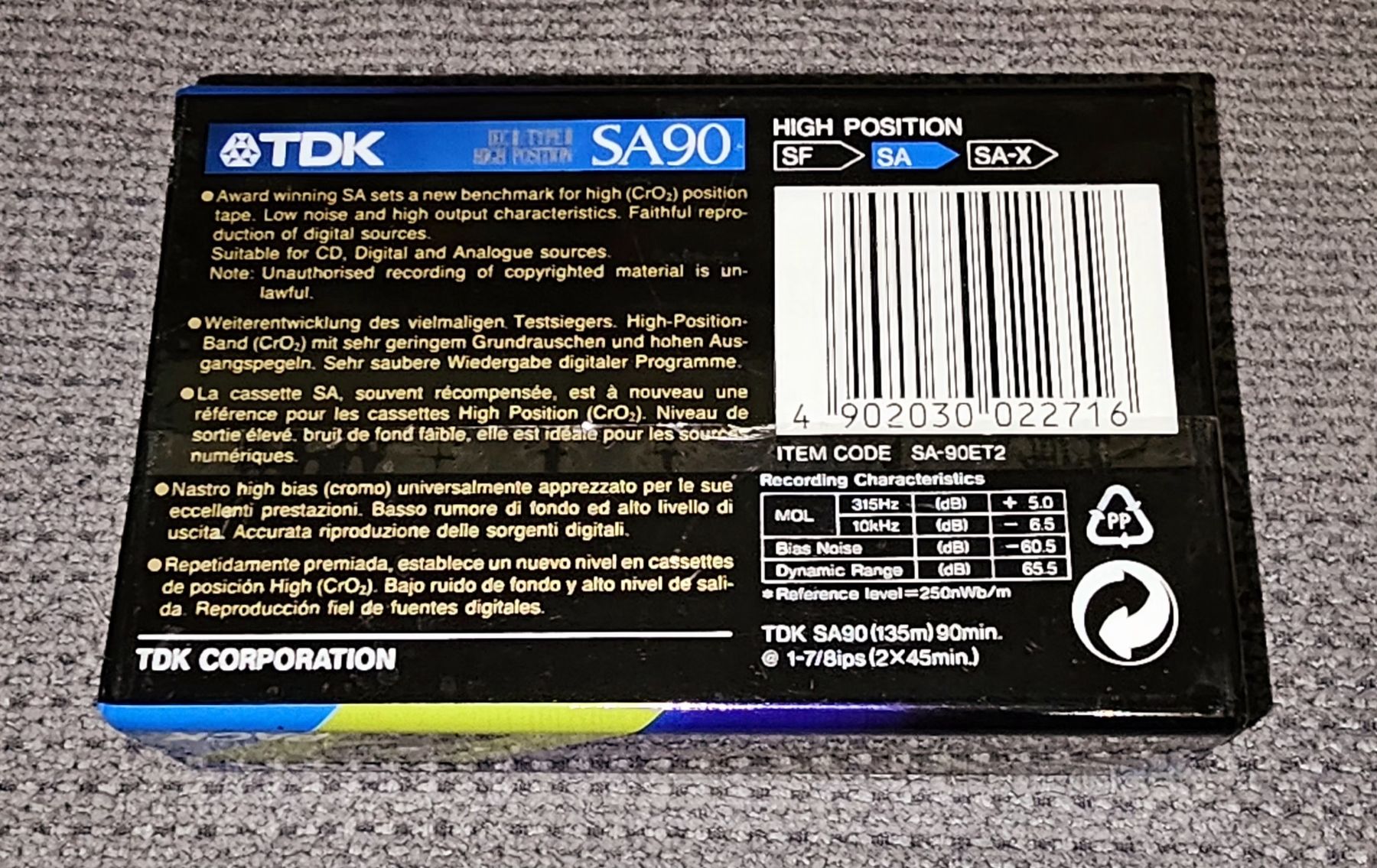 Musicassette: DUO TDK"SA90"type II de 1992 – Nuovo e nell'imballaggio originale da LAUSANNE venduto da Mistersound 1