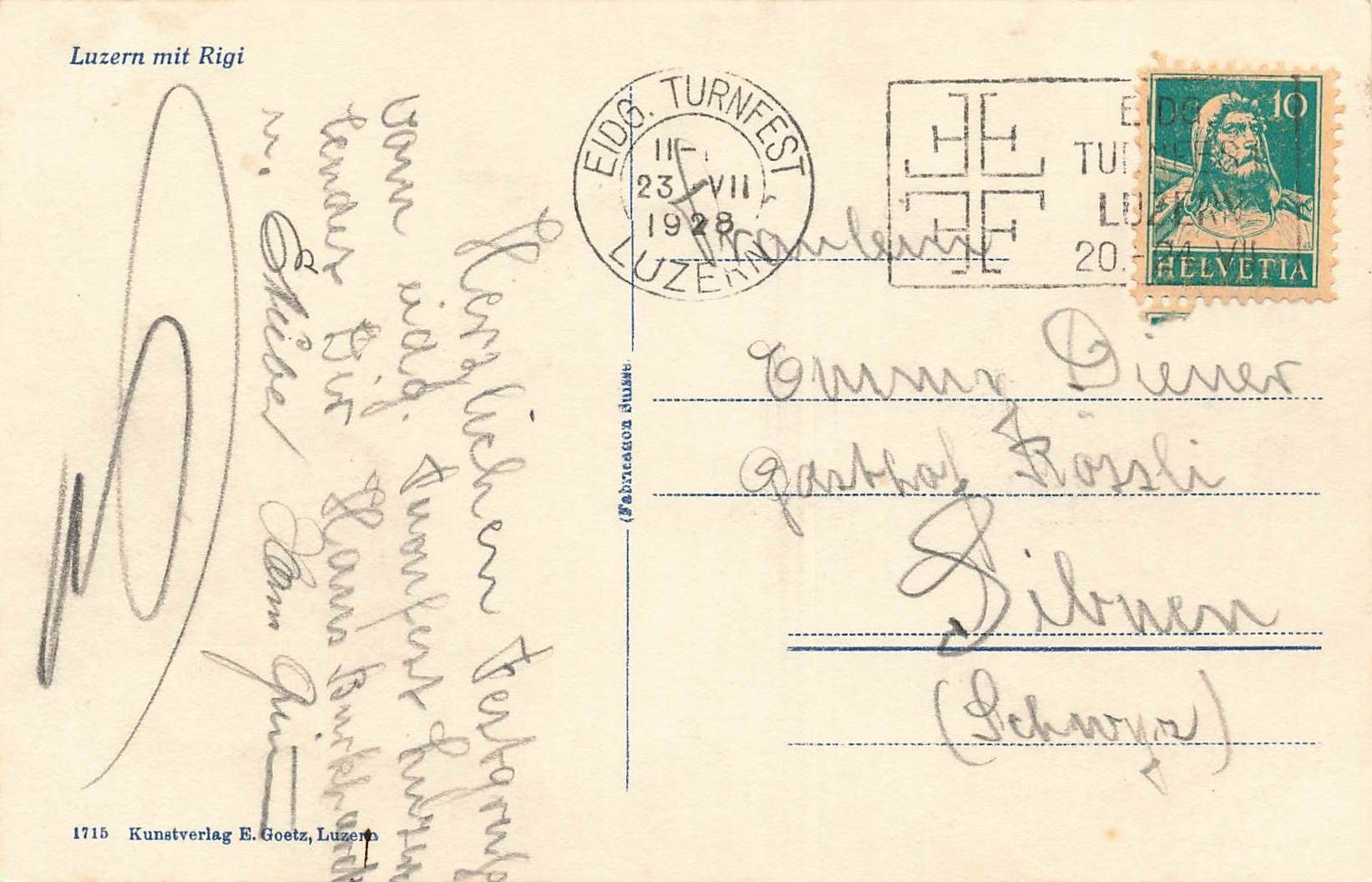 Cartoline postali: Schwyz Mythen – Usato da Biasca venduto da Blenio71 1