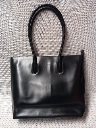 FURLA Handtasche Leder, schwarz, Echtleder, elegant