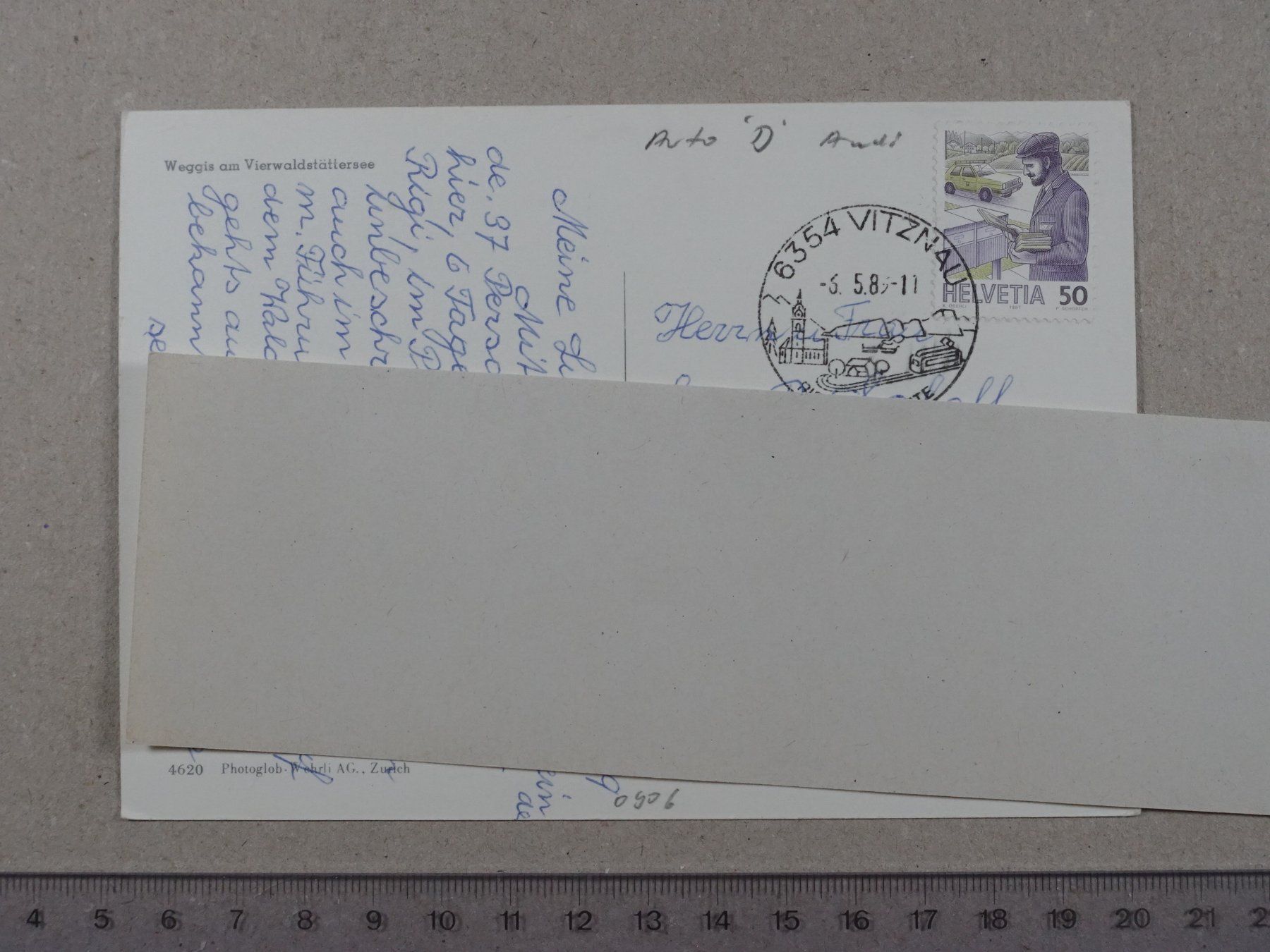 Ansichtskarten: Weggis, 1989, Autos, Oldtimer, belebt – Gebraucht aus Lenzburg von fh1 1