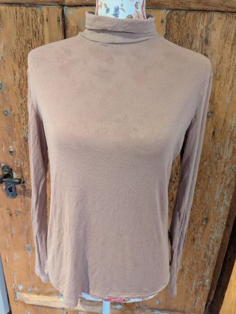 H&M altrosa Damen Rollkragen-Langarmshirt, Grösse M Viskose