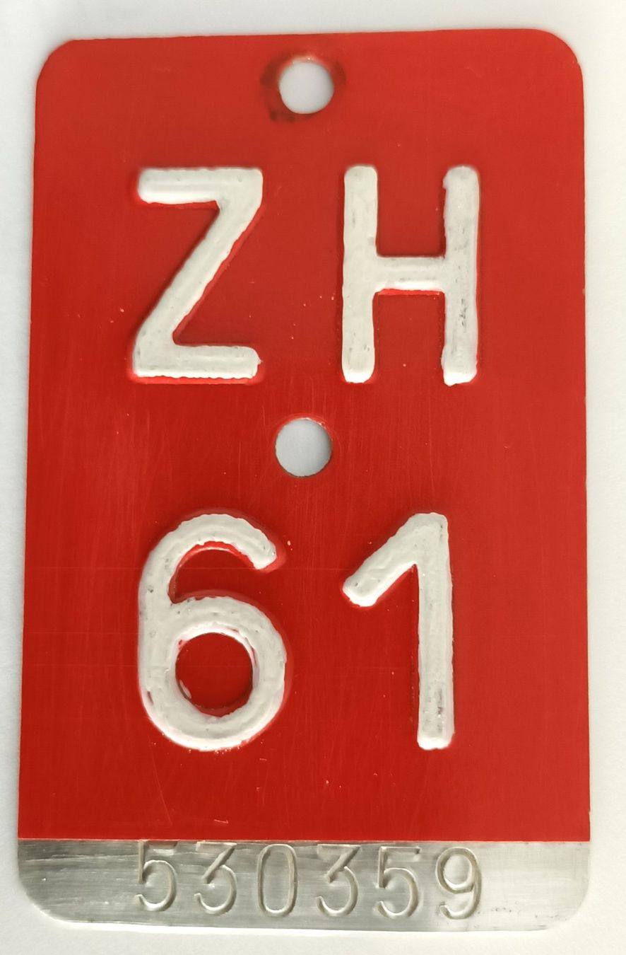 Schilder: Velonummer Zürich 1961 ZH 61 – Gebraucht aus Bülach von gmstart
