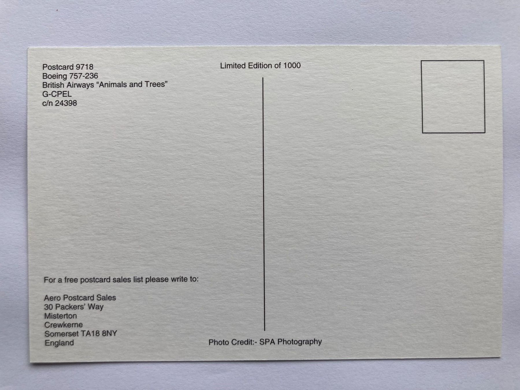 Cartoline postali: Postcard Boeing 757-236 British Airways – Usato da Lugano venduto da sel_x7bg 1