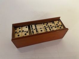 Antikes Domino Spiel aus Knochen und Holz