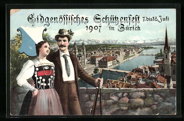 Ansichtskarten: Zürich, Eidgenössisches Schützenfest  – Gebraucht aus Berlin von bartko-reher