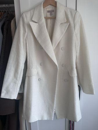 H&M Blazer Kleid Bouclé creme weiss like Chanel Zara