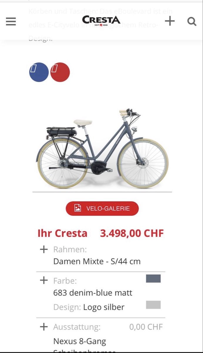 Cresta Velos: Cresta E-Citybike – Gebraucht aus Appenzell Eggerst. von JoyaD