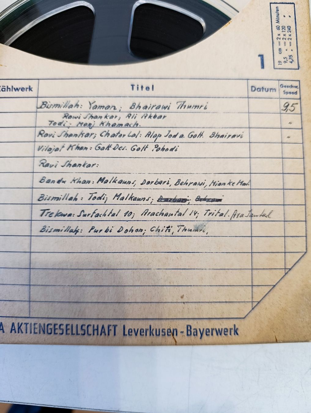 Appareils à bandes: 5 Spulen 18cm mit Indischer Musik  – D'occasion à Elfingen par Bimbo 3