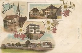 Sulgen TG Bahnhof Hotel Helvetia Post 4 Bild Litho 1899