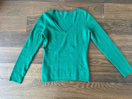 Kaschmir Pullover V-Neck grün Gr. S
