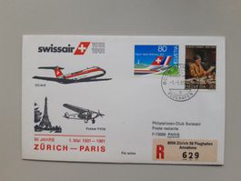 100 Flugbriefe ab ZH, GE und  Basel 1964 bis...