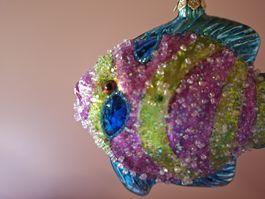 neu: Weihnachtsbaumschmuck Fisch Glas bunt glitzernd