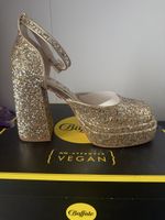 Buffalo Vegan Glitzer Plateau Sandalen Gold Gr. 39 ✨