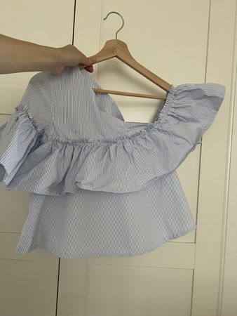Blouse rayée bleue et blanche, taille M