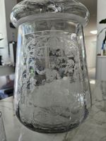 Seltene Glas-Bowle mit Henkelgläsern, antike Jugendstil-Deko