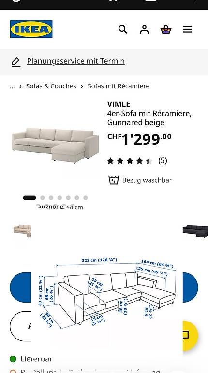 Ikea Divani: Sofa Vimle mit Recamiere inkl wechselüberzug – Usato da Oberrüti venduto da Jes_seei 4