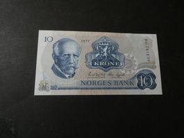 Norwegen 1977, 10 Kronen  -   ungefaltet