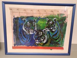 Circus Rolf Knie Kunstdrucke, inkl. Rahmen, Three Tigers