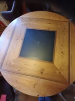 Esstisch Holztisch mit Schublade und Steinplatte 108×108cm