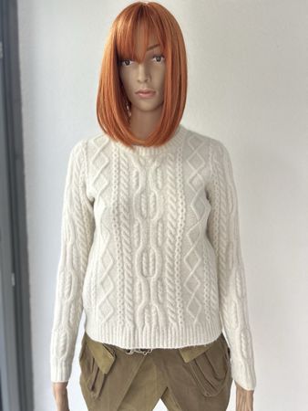 Lacoste Cable Knit Sweater Cream Size 34 Alpaca Blend