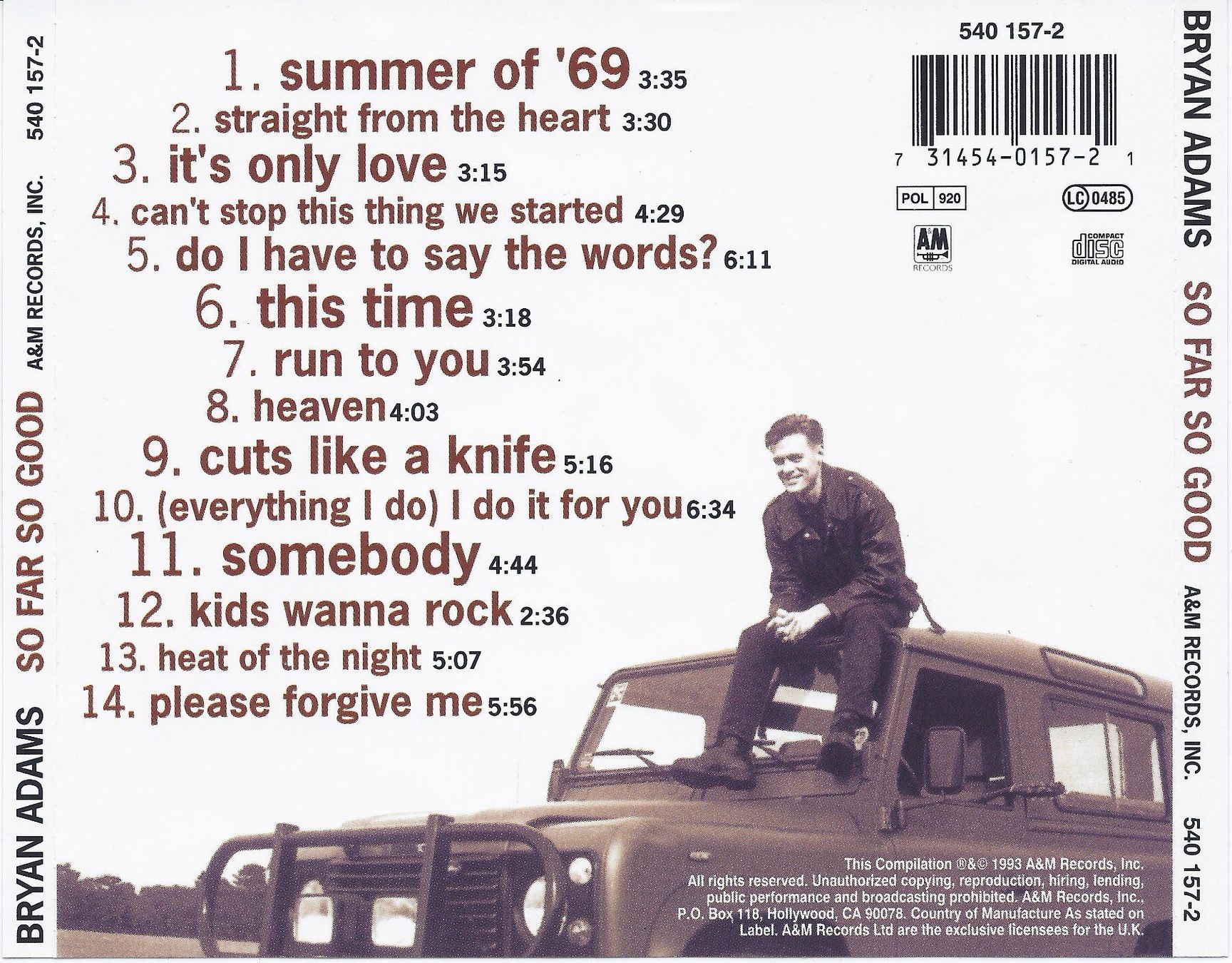 CD: Bryan Adams - So Far So Good – Usato da Steinhausen venduto da rasuni 2