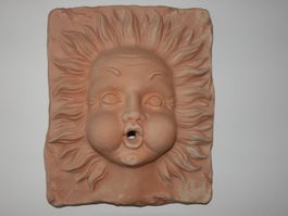 Handgemachte Wandmaske Sonne 23x28x8 - Terracotta Italia