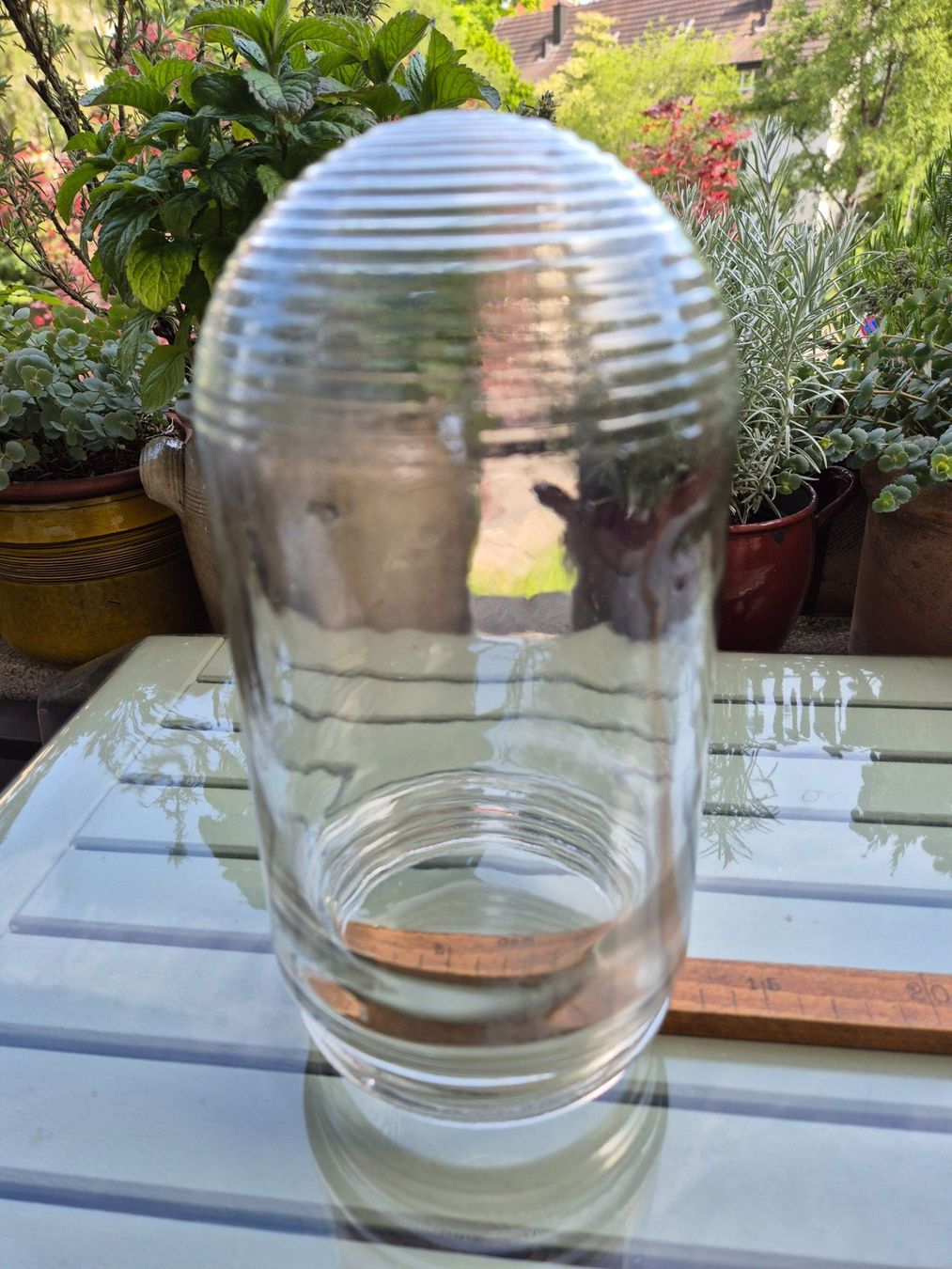 Lampade: Vintage Stalllampe, Glas-Schirm mit Emaille Reflektor – Usato da Bern venduto da aronari 8