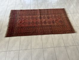 Kelims-Teppich rot mit Ethno-Muster ca. 213 x 112 cm 