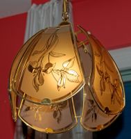Suspension vintage métal doré et verre, années 90