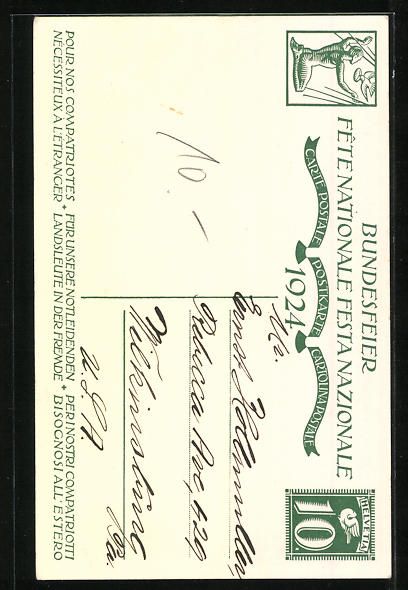 Ansichtskarten: Schweizer Bundesfeier 1924, Landsmann st – Gebraucht aus Berlin von bartko-reher 1