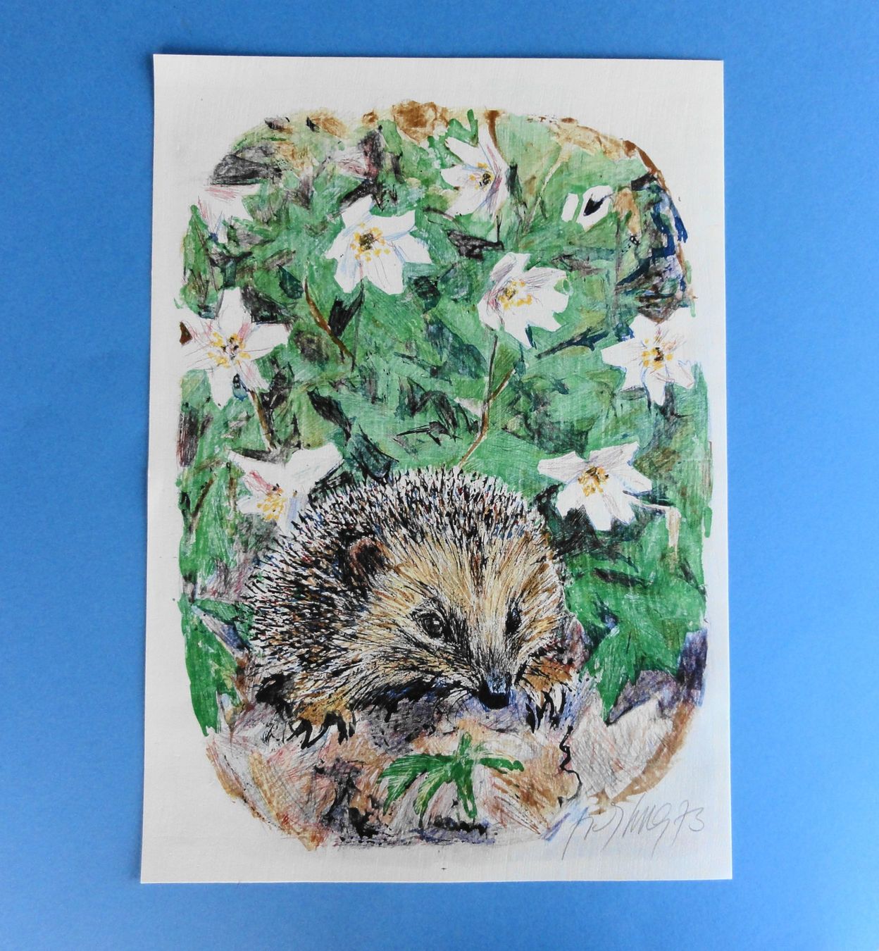 Dipinti: FRITZ HUG Farblithographie "Igel" signiert u. dat. 73 – Usato da Reiden venduto da cinfis