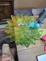 Schale Blattoptik Glas grün/gelb Durchmesser ca 30cm (D1)