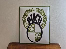Emailschild Puch Logo Mofa Motorrad Werkstatt Emaille Schild