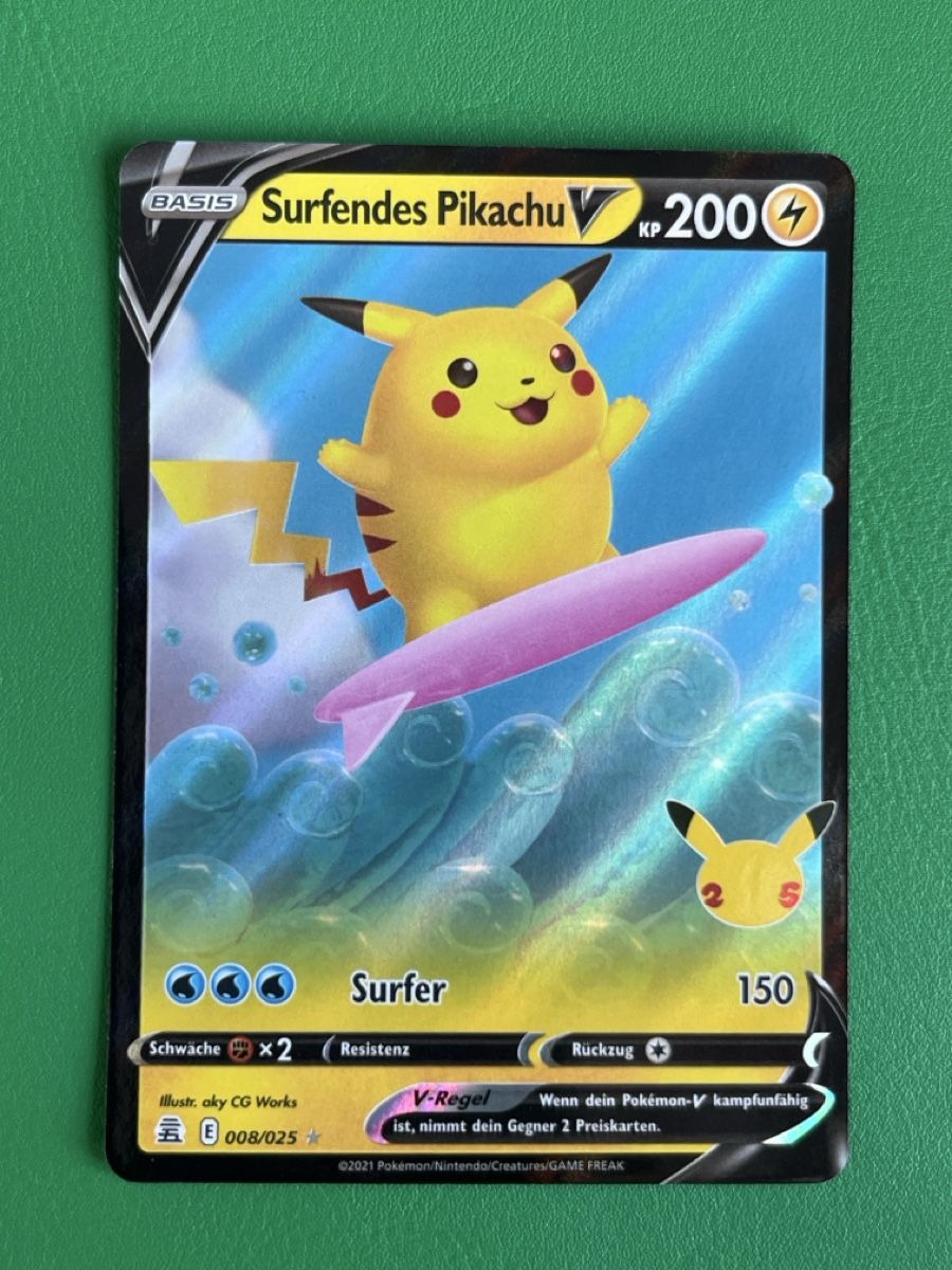 Pokémon Sammelbilder & Trading cards: Pokemon Celebrations Surfendes Pikachu V CEL 008 DE – Neu (gemäss Beschreibung) aus Lommiswil von diti_89 1