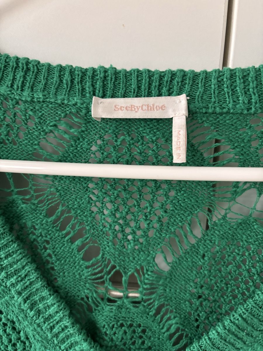 Chloé Maglioni & Felpe: See By Chloe Green Knit Sweater Openwork Pattern Size S – Usato da Fribourg venduto da aix_fs82 1